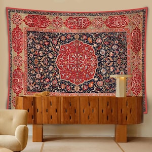 Persian Rug Tapestry: Vintage Oriental Carpet Wall Art #19