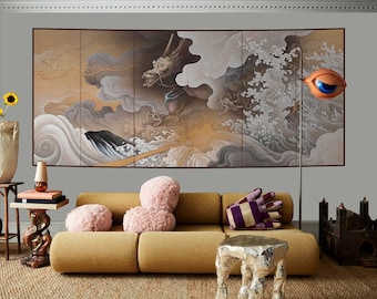 Dragon Japanese Tapestry – Hashimoto Gahō Art Wall Hanging #95