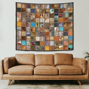 Tapisserie en métal cuivré rouillé : décoration murale industrielle grunge #25