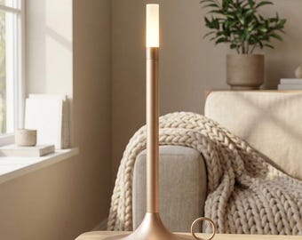 Schnurlose Tischlampe - Wiederaufladbare LED-Lampe • Berührungssteuerung • 3-stufig dimmbares Licht • Minimalistische Metall-Nachttischlampe für Schlafzimmer Wohnzimmer