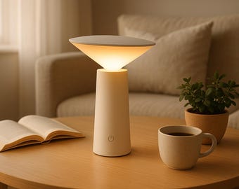 Moderne nordische Cordless LED Tischlampe | Touch Control Wiederaufladbare Nachttischlampe | 3 Licht-Modi Minimalistisches Schlafzimmer Dekor