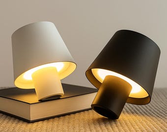 Minimalist Mushroom Lamp – Rechargeable Wine Bottle Table Lamp | 3-Color Touch Control | Cozy Scandinavian Bedside Light | Portable Lamp