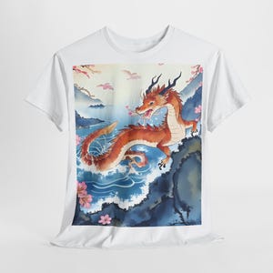 Japanese Retro Dragon Unisex Tee, Asian Dragon Graphic T-Shirt, Vintage Oriental Mythical Shirt, Men Women Cotton Tee, Dragon Lover Gift