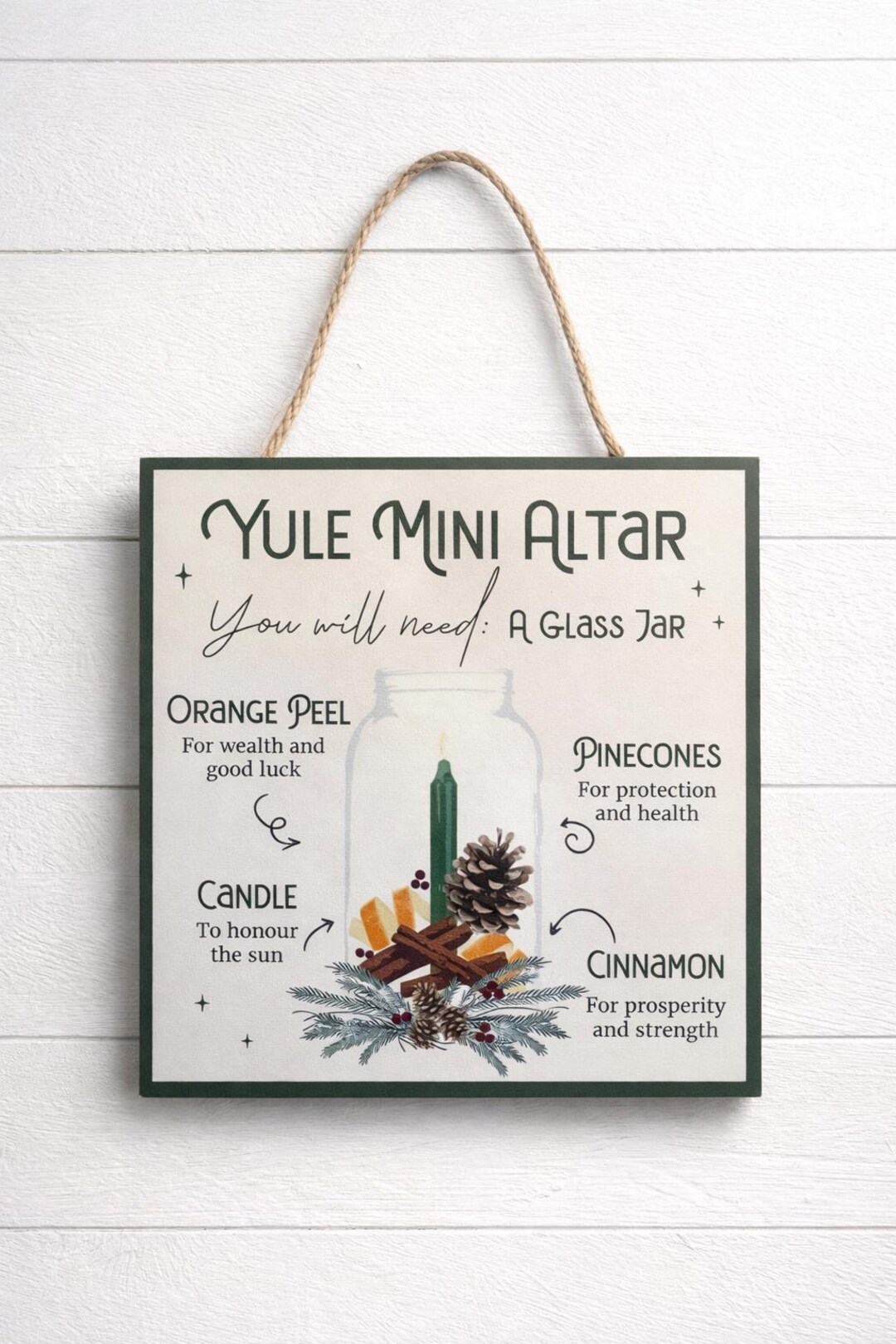 Yule Mini Altar Wooden Sign – Pagan Winter Solstice Wall Decor With ...