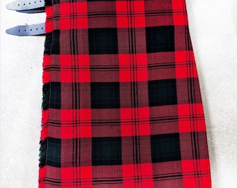 Handmade Kerr Tartan Kilt: Scottish Acrylic Wool, Leather Straps