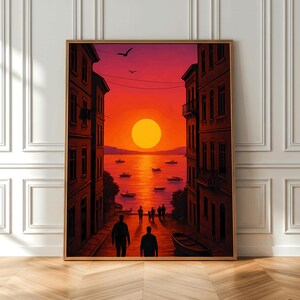 Ozean Sonnenuntergang Print: Küstenlandschaft Gemälde (Digitaler Download)