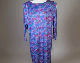 Vintage ILGWU Gayle Evans Geometric Dress Size L Retro Style
