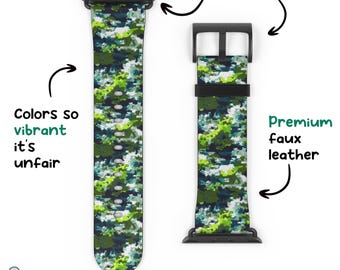 Pixelerat kamouflage Apple Watch-armband geometriskt militärt taktiskt rem