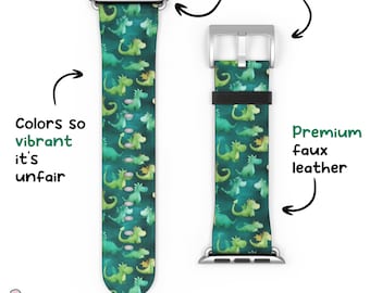 Green Baby Dragons Art Apple Watch Band