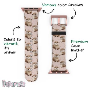 Cute Otter Apple Watch Band, Hearts Pattern Otter Cartoon, Sea Animal Gift