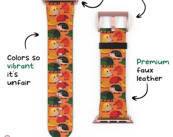 Hedgehog Apple Watch Band, Cartoon Comic Style Hedgehog Pattern, Animal Lover Gift