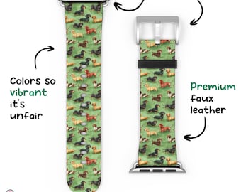 Correa para Apple Watch con diseño de perro salchicha y salchicha.