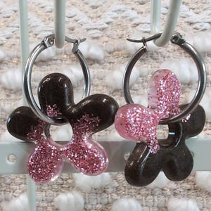 Interchangeable hoop earrings - Flower pendants - Modular jewelry