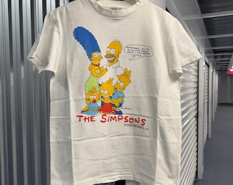 Camiseta informal blanca de algodón con estampado de Los Simpson de los años 90, talla M.