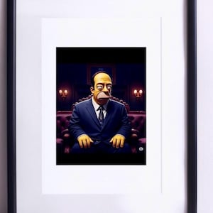 Cartoon wall Art -Simpsons Fan Gift - Unique Wall Decor - Cartoon Character Suit Painting -cartoon- gift for him - cartoon lovers -