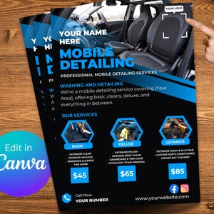 Mobile Car Detailing Flyer Template | Editable Canva Design | Car Wash Flyer | Auto Detailing Service | Premade Detailer Marketing | DIY