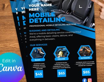 Car Wash Flyer Template | Auto Detailing Marketing | Editable Canva Flyer for Detailers | Business Promo Design | Instant Download