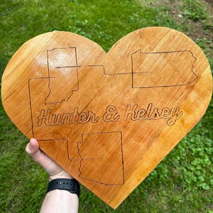 Custom Engraved Heart Plaque – Personalized Solid Hardwood Heart Sign – Handmade Wedding, Anniversary, Mother&#39;s Day, or Housewarming Gift