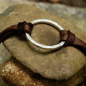 never-ending circle leather and sterling silver bracelet image 1