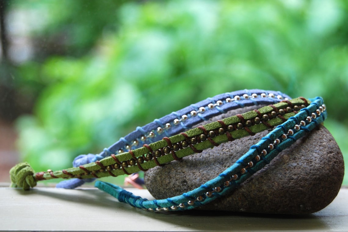 Suede Wrap Bracelet Set Mix and Match in Three Colors of Choice Etsy
