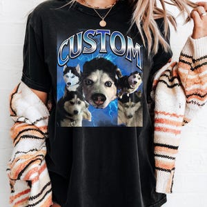Custom Vintage Bootleg Pet Shirt | Comfort Colors Retro 90s Tee with Pet Photo and Name | Funny Personalized Dog Cat Lover Gift