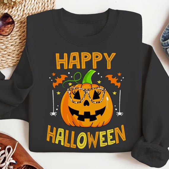Trick Or Treat Halloween Funny Pumpkin Unisex Sweatshirt, Cozy Fall Apparel, Spooky Graphic Pullover, Halloween Gift Idea