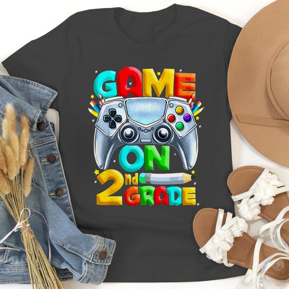 Game On 2nd Grade Level Unlocked, Unisex Back To School Gift, Fun Educational Shirt For Kids