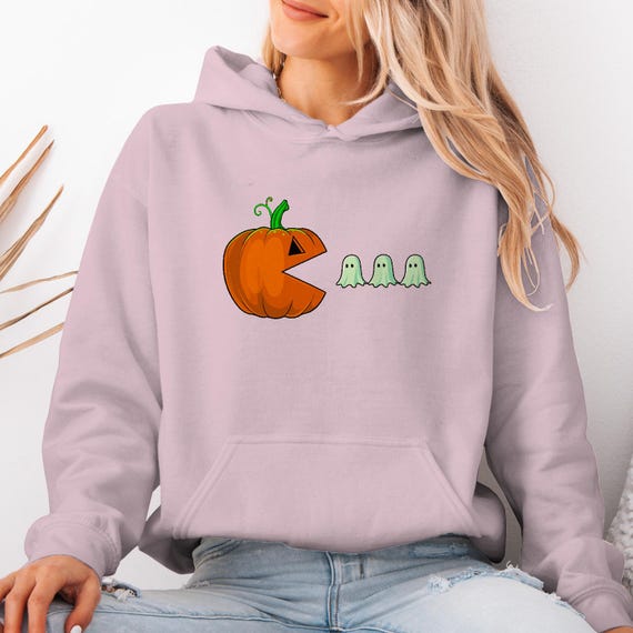 Halloween Pumpkin Ghost Hoodie, Funny Halloween Sweatshirt, Unisex, Cool Gift For Adults, Fall, Casual, Spooky Outfit