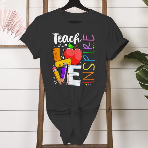 Teach Love Inspire, Cute Teacher Design T-Shirt, Unisex, Ideal Gift for Men and Women, Perfect for Educators, Casual Wear
