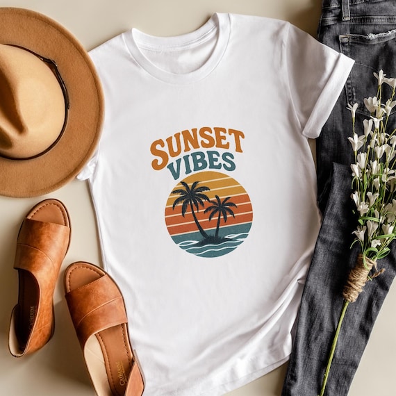 Retro Vintage Sunset Vibes Unisex T-Shirt 2025, Funky Tee, Casual Fashion, Comfortable, Ideal Gift, All Ages, Trendy Apparel