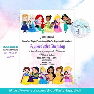 Princess and Villains Invitation, Princess Invitation, Villains Invitation, Princess Birthday, Costume Party, Princess Party, Villains Party
