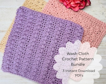 HAAKPATROON Bundel washandje | Katoenen vaatdoek pdf | Afdrukbare patronen op washandje met textuur