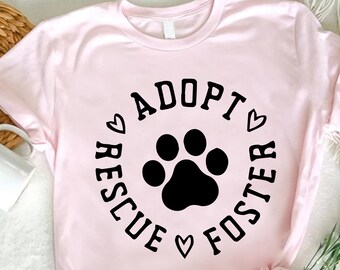 Adopt Rescue Dog Paw Print T-Shirt: Animal Lover Gift
