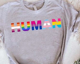 Human Pride Rainbow T-Shirt: LGBTQ+ Equality Inclusive Love