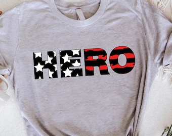 Firefighter T-Shirt: Thin Red Line American Flag Graphic Tee