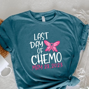 Last Day of Chemo Shirt: Butterfly Pink Ribbon Cancer Survivor Gift