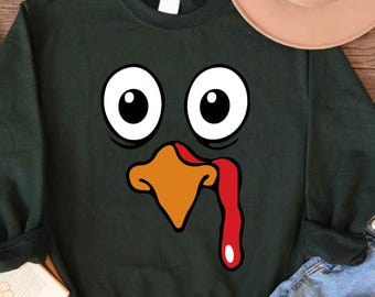 Funny Turkey Face Thanksgiving Sweatshirt: Cozy Fall Crewneck