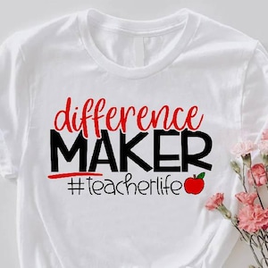 Inspirational Teacher T-Shirt: Difference Maker Apple Tee