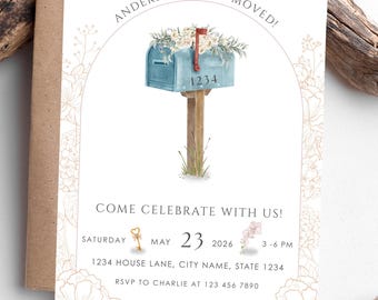 Modern Mailbox Housewarming Invitation | Editable New Home Template (Canva)