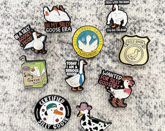 Silly Goose Enamel Pins Set – Cute Emotion Support Badges, Fun Gift for Silly Goose Lovers, Funny Prank Brooch for Daily Outfits