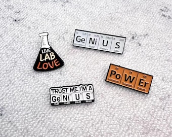 Chemistry Enamel Pins with Periodic Table Genus Power Pin Badges Gift for Chemist Lab Student Gift