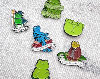 Cute Funny Frog Enamel Pins Quirky Silly Frog Badge for Frog Lovers & Daily Outfit Accessory , Sarcasm Brooch Naughty Gift for Him/Her