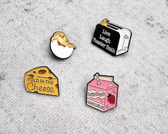 Cute Enamel Pins for Funny, Quirky Style - Perfect Gift for Food Lovers & Daily Outfit Accessory with Whimsical Designs
