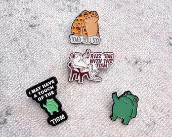 Hilarious Frog and Toad Enamel Pins Featuring Witty Phrases and Cute Designs for Those Who Love Quirky and Playful Accessories