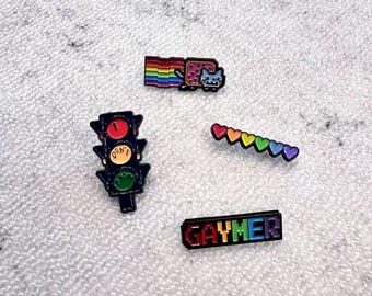Show Your Pride and Style with These Fun Enamel Pins! Perfect for Gaymers, Nyan Cat Fans, and Anyone Who Loves Colorful, Quirky Accessories