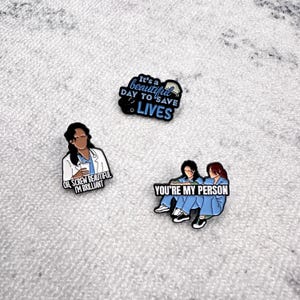 Greys Anatomy Inspired Enamel Pins Set - Featuring Iconic Quotes and Characters for Medical Drama Fans and Healthcare Professionals