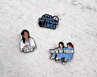 Greys Anatomy Inspired Enamel Pins Set - Featuring Iconic Quotes and Characters for Medical Drama Fans and Healthcare Professionals