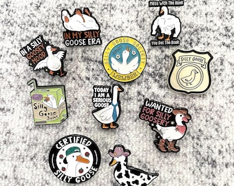 Silly Goose Enamel Pins Set – Cute Emotion Support Badges, Fun Gift for Silly Goose Lovers, Funny Prank Brooch for Daily Outfits