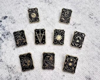 Mystical Tarot Enamel Pins Set - Featuring The Moon, Three Swords, The Sun and More, Perfect for Tarot Lovers, Occult Enthusiasts