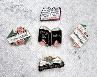 Bookish Enamel Pins Set – Cute Book Brooch for Bookworms, I'm All Booked, Book Nerd Badges, Unique Gift for Book lovers Hallween Gift Ideas